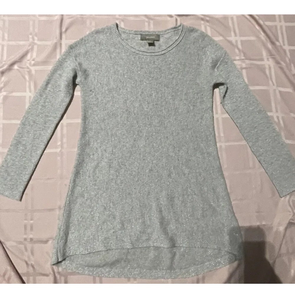 PLY CASHMERE Tunic METALLIC SILVER THREAD Cashmere BLEND SO CHIC Sz S